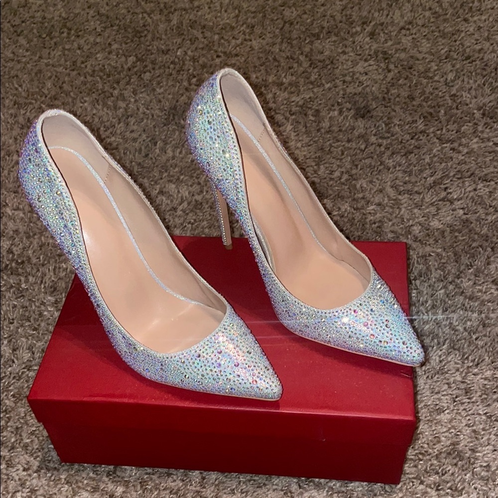 Elegant Silver Glitter High Heels